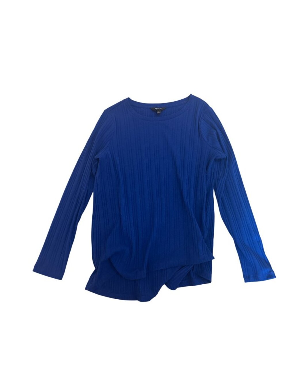 Simply Vera Vera Wang Womens Top L Blue Asymmetrical Long Sleeve Ribbed Texture